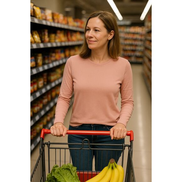 Talbots Tee M Pink Long Sleeve Pima Cotton Crew Nck Minimalist Casual Soft Basic - Picture 1 of 5